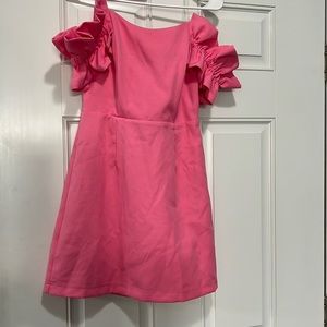 DO+BE pink dress with ruffle sleeves size small